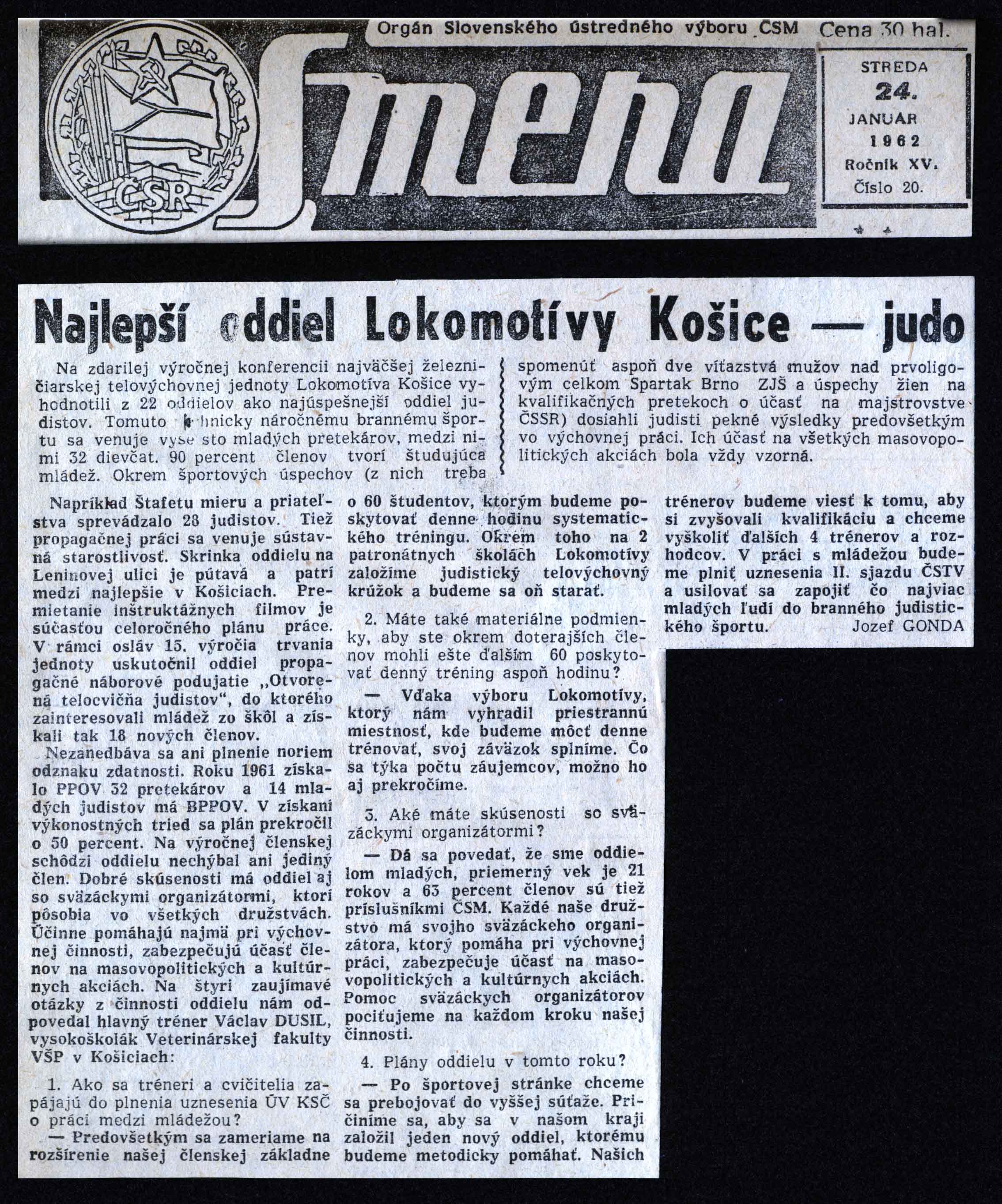 Article - Najlepší oddiel Lokomotívy Košice Judo